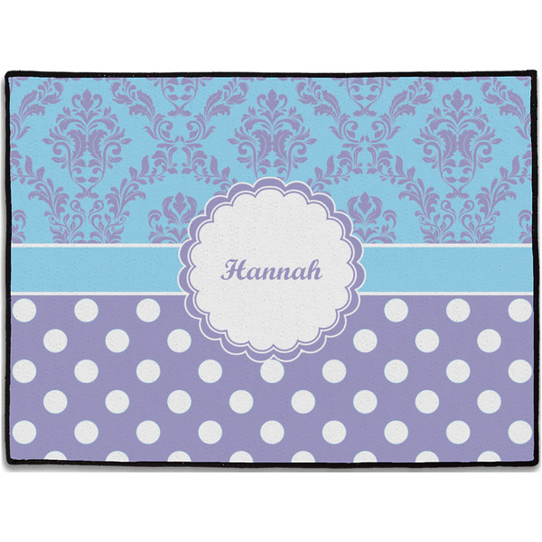 Custom Purple Damask & Dots Door Mat (Personalized)