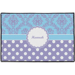 Purple Damask & Dots Door Mat - 36"x24" (Personalized)