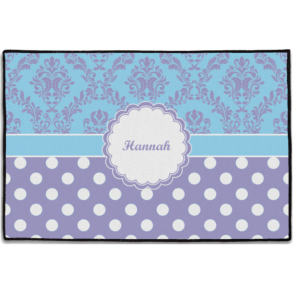 Purple Damask & Dots Personalized Door Mat - 36x24 (APPROVAL)