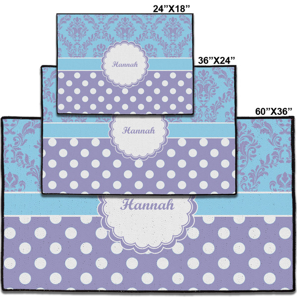 Purple Damask & Dots Personalized Door Mat - Group Parent IMF