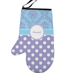 Purple Damask & Dots Left Oven Mitt (Personalized)