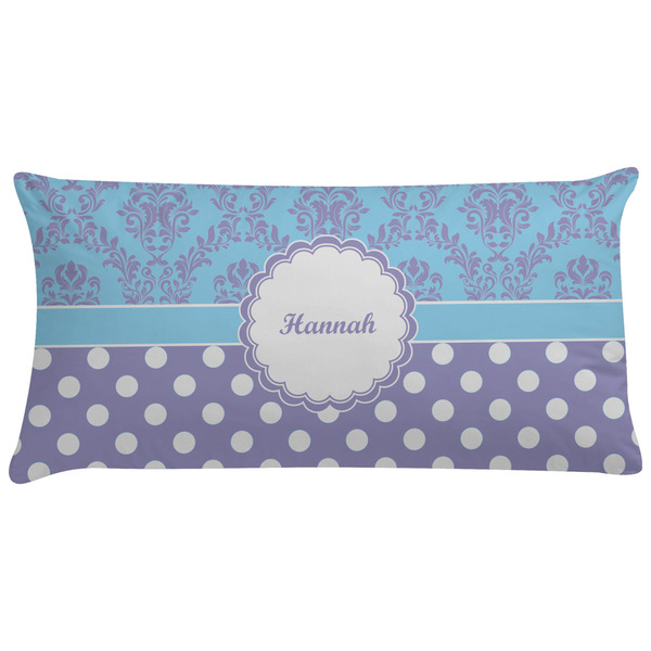 Custom Purple Damask & Dots Pillow Case - King (Personalized)