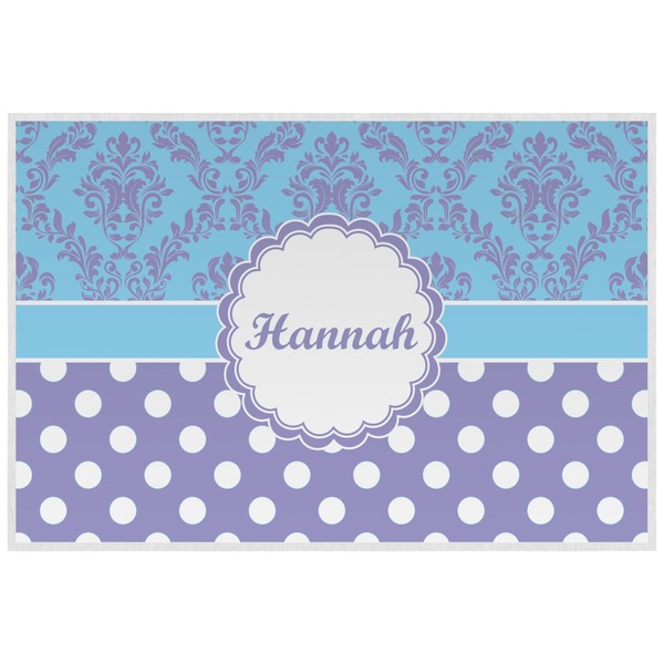 Custom Purple Damask & Dots Laminated Placemat w/ Name or Text