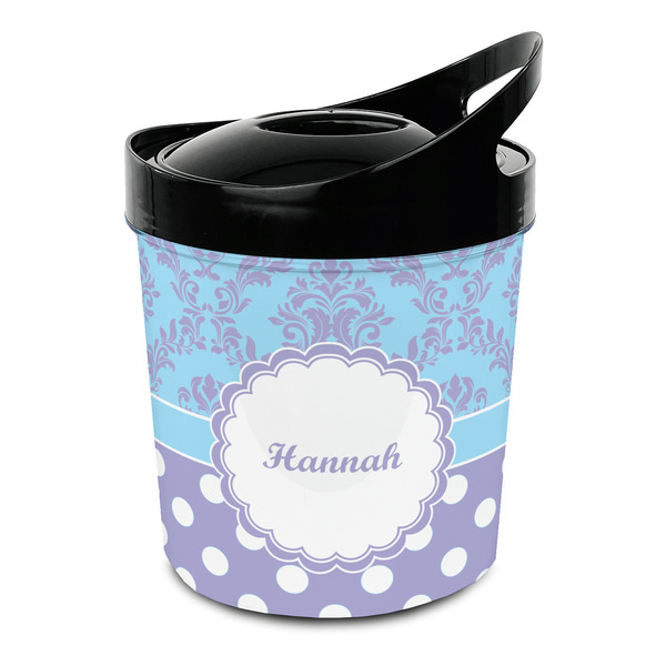 Custom Purple Damask & Dots Plastic Ice Bucket (Personalized)