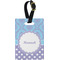 Purple Damask & Dots Plastic Luggage Tag - Rectangular w/ Name or Text