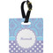 Purple Damask & Dots Plastic Luggage Tag - Square w/ Name or Text