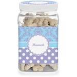 Purple Damask & Dots Dog Treat Jar (Personalized)