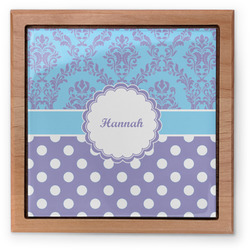 Purple Damask & Dots Pet Urn w/ Name or Text