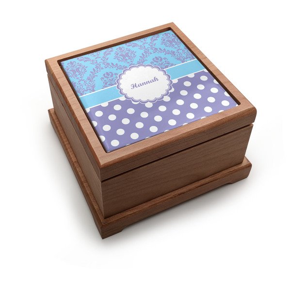 Custom Purple Damask & Dots Pet Urn w/ Name or Text