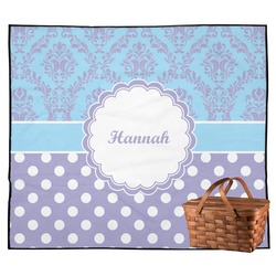 Purple Damask & Dots Outdoor Picnic Blanket (Personalized)