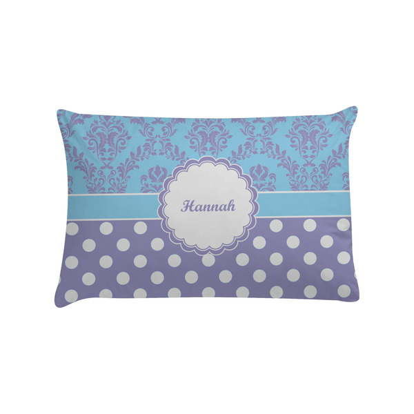 Custom Purple Damask & Dots Pillow Case - Standard (Personalized)