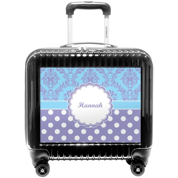 Custom Purple Damask & Dots Pilot / Flight Suitcase (Personalized)