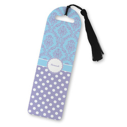 Purple Damask & Dots Plastic Bookmark (Personalized)