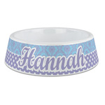 Purple Damask & Dots Plastic Dog Bowl - Large (Personalized)