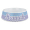 Purple Damask & Dots Plastic Dog Bowl - Large (Personalized)