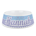 Purple Damask & Dots Plastic Dog Bowl - Medium (Personalized)