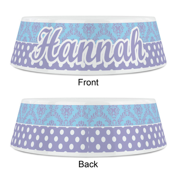 Purple Damask & Dots Plastic Pet Bowls - Small - APPROVAL