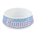 Purple Damask & Dots Plastic Dog Bowl - Small (Personalized)