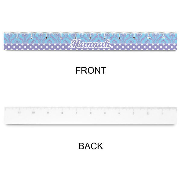 Purple Damask & Dots Plastic Ruler - 12" - APPROVAL