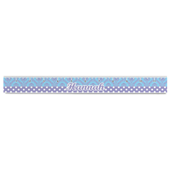 Purple Damask & Dots Plastic Ruler - 12" - FRONT