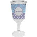 Purple Damask & Dots Wine Tumbler - 11 oz Plastic (Personalized)