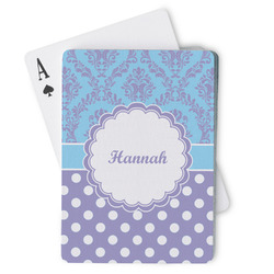 Purple Damask & Dots Playing Cards (Personalized)