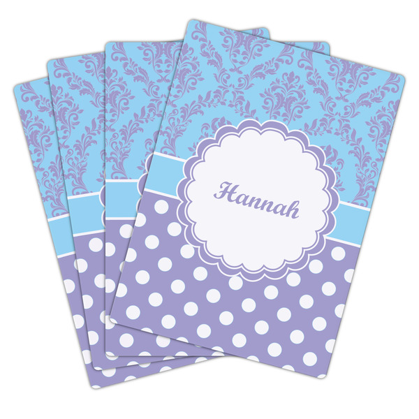 Purple Damask & Dots Playing Cards - Hand Back View