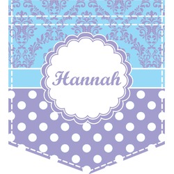 Purple Damask & Dots Iron On Faux Pocket (Personalized)