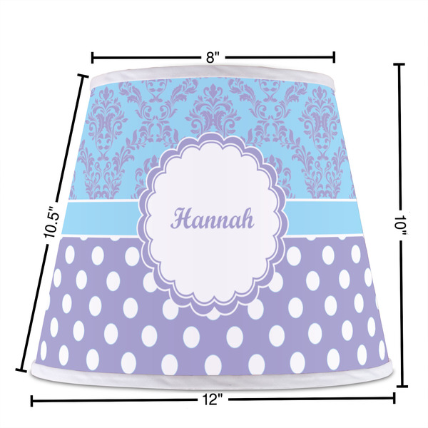 Purple Damask & Dots Poly Film Empire Lampshade - Dimensions