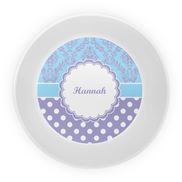 Purple Damask & Dots Melamine Bowl - Center