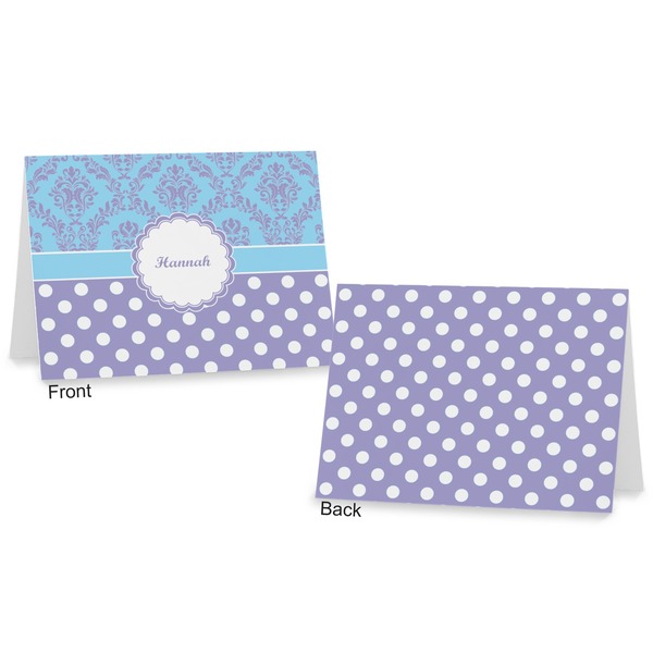 Purple Damask & Dots Postcard - Front and Back