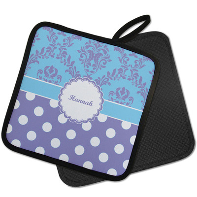 Purple Damask & Dots Pot Holder w/ Name or Text