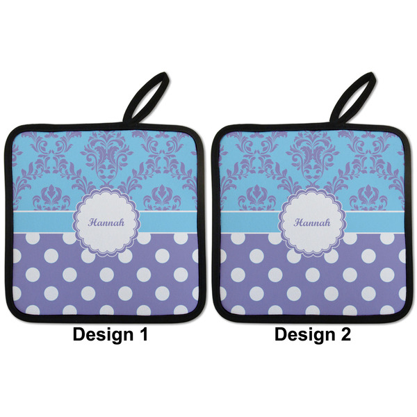 Purple Damask & Dots Pot Holders - Set of 2 APPROVAL