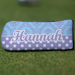 Purple Damask & Dots Blade Putter Cover (Personalized)