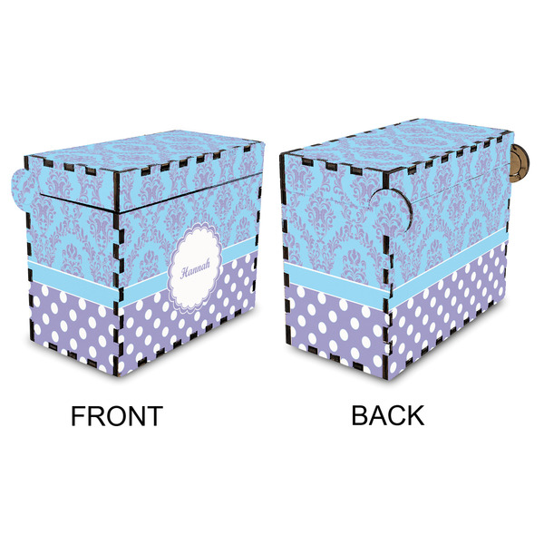 Purple Damask & Dots Recipe Box - Full Color - Approval