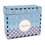 Purple Damask & Dots Wood Recipe Box - Full Color Print (Personalized)