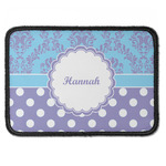Purple Damask & Dots Iron On Rectangle Patch w/ Name or Text