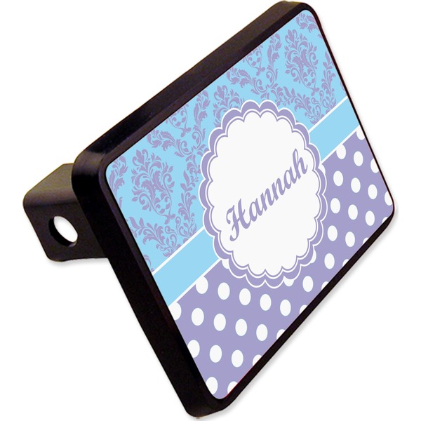 Custom Purple Damask & Dots Rectangular Trailer Hitch Cover - 2" (Personalized)