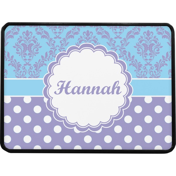 Purple Damask & Dots Rectangular Car Hitch Cover w/ FRP Insert (Select Size)
