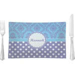 Purple Damask & Dots Rectangular Glass Lunch / Dinner Plate - Single or Set (Personalized)