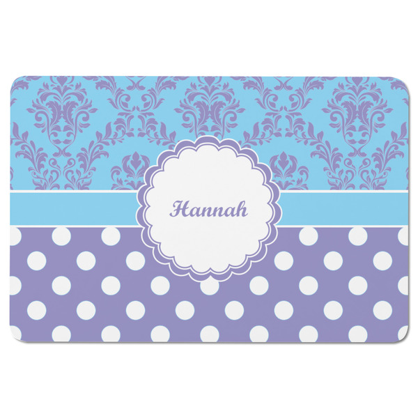 Purple Damask & Dots Rectangular Fridge Magnet - FRONT