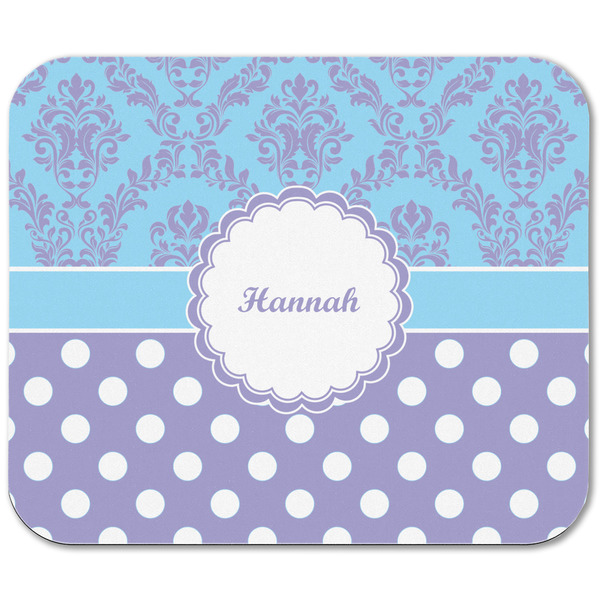 Purple Damask & Dots Rectangular Mouse Pad - APPROVAL