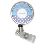 Purple Damask & Dots Retractable Badge Reel (Personalized)