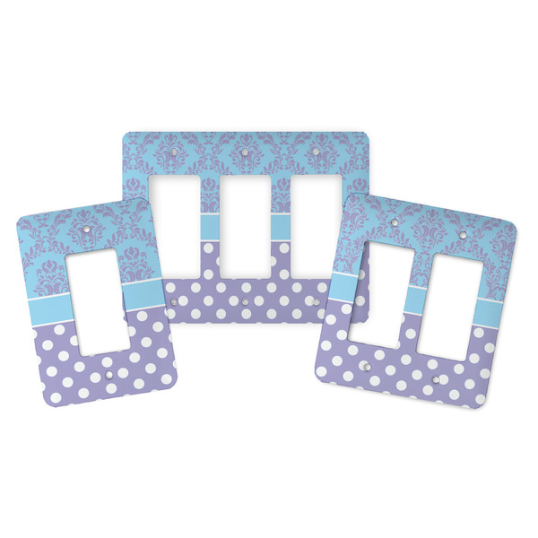 Purple Damask & Dots Rocker Light Switch Covers - Parent - ALL VARIATIONS