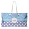 Purple Damask & Dots Large Rope Tote Bag - Front View