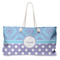 Purple Damask & Dots Large Tote Bag with Rope Handles (Personalized)