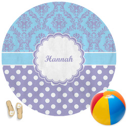 Purple Damask & Dots Round Beach Towel (Personalized)
