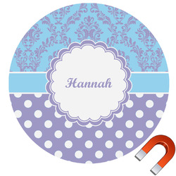 Purple Damask & Dots Car Magnet (Personalized)