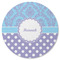 Purple Damask & Dots Round Rubber Backed Coaster (Personalized)