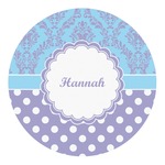 Purple Damask & Dots Round Decal - Small (Personalized)